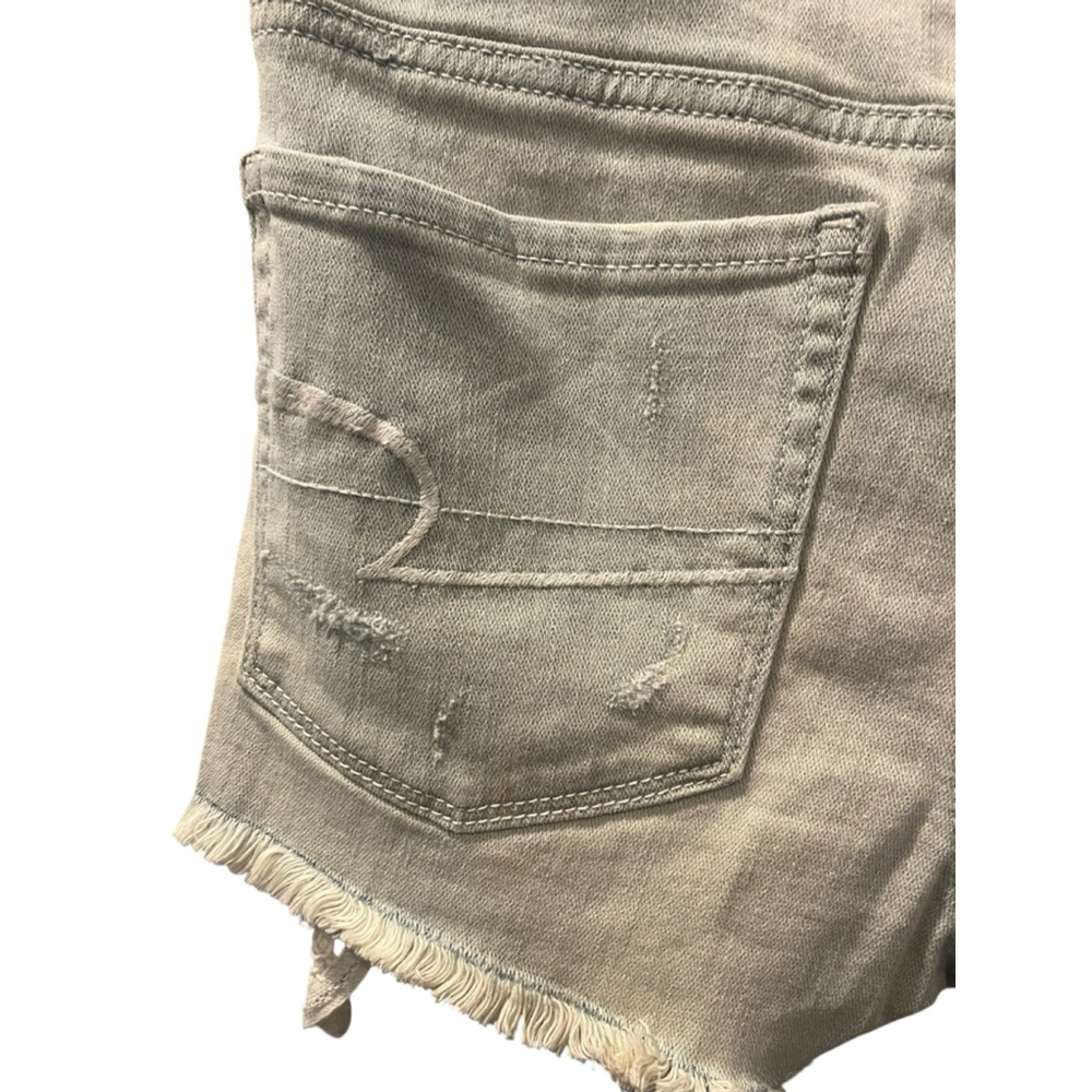 American Eagle Hi Rise Shortie Super Stretch Denim Shorts Size 2 Lace Pockets - Picture 7 of 8